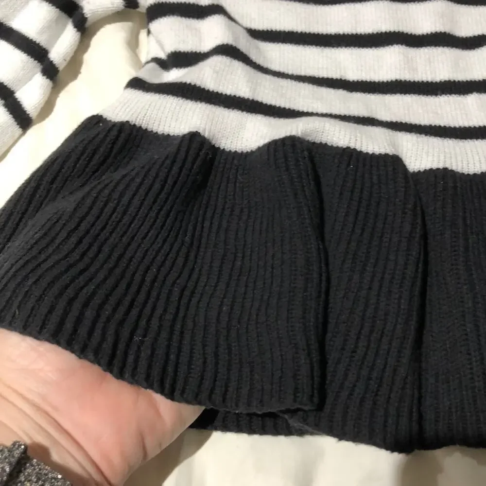 Gymboree Blk/white strip peplum sweater worn once